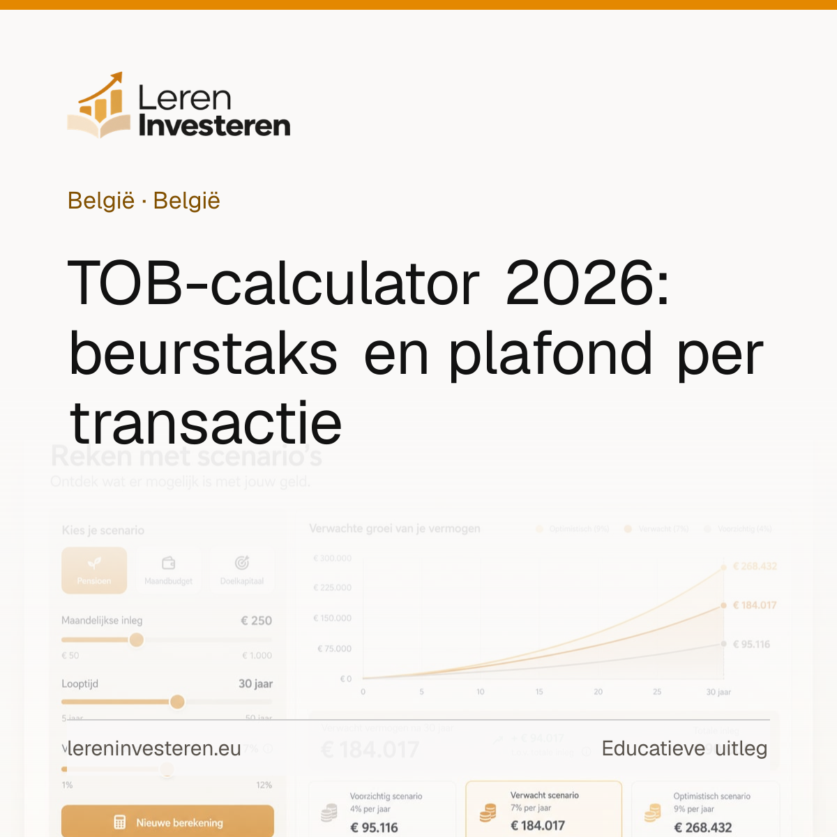 Beurstaks berekenen: bereken de TOB op je beursorder — educatieve illustratie voor beleggers in België