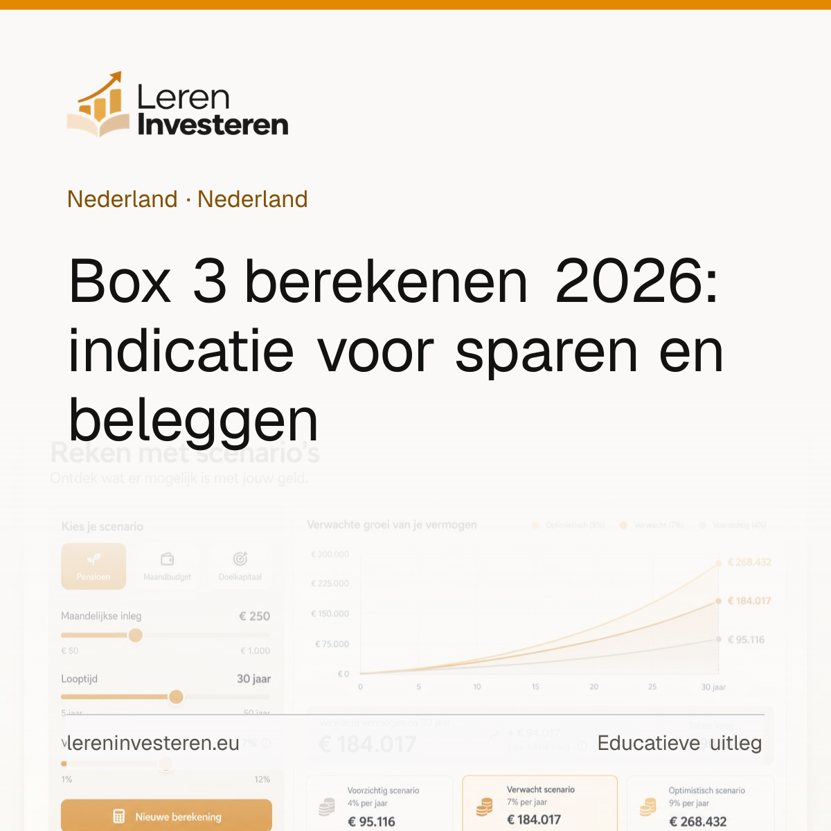 Vermogensbelasting berekenen in box 3 — educatieve illustratie voor beleggers in Nederland