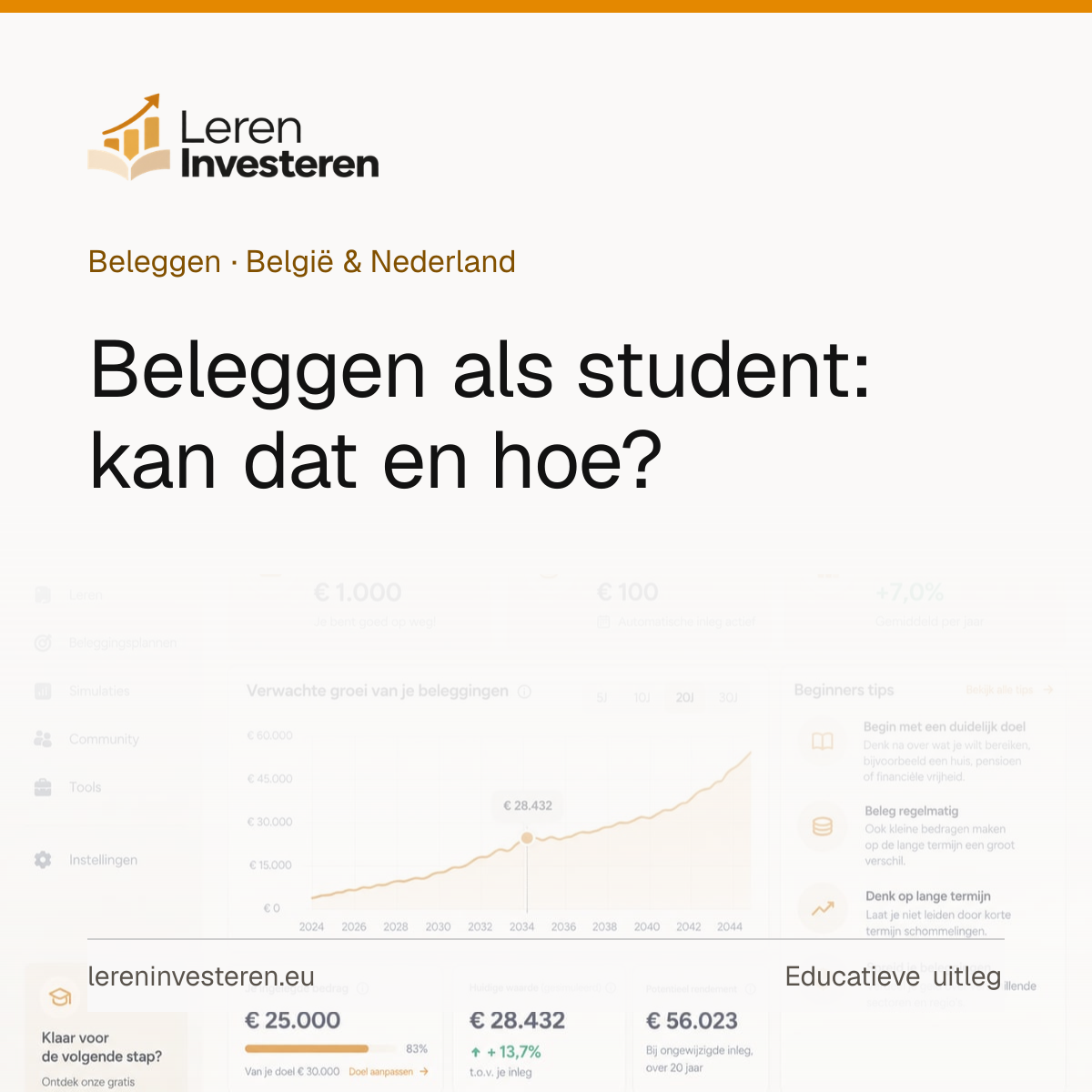 Beleggen als student: vanaf welke leeftijd mag je beleggen? — educatieve illustratie voor beleggers in België en Nederland