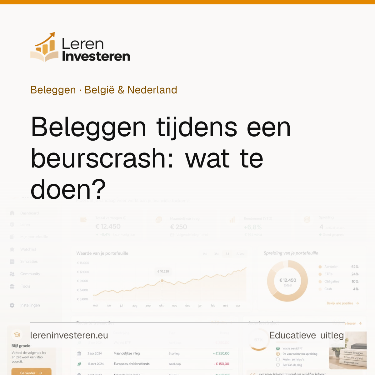 Beleggen tijdens een beurscrash: dit doe je (en dit niet) — educatieve illustratie voor beleggers in België en Nederland