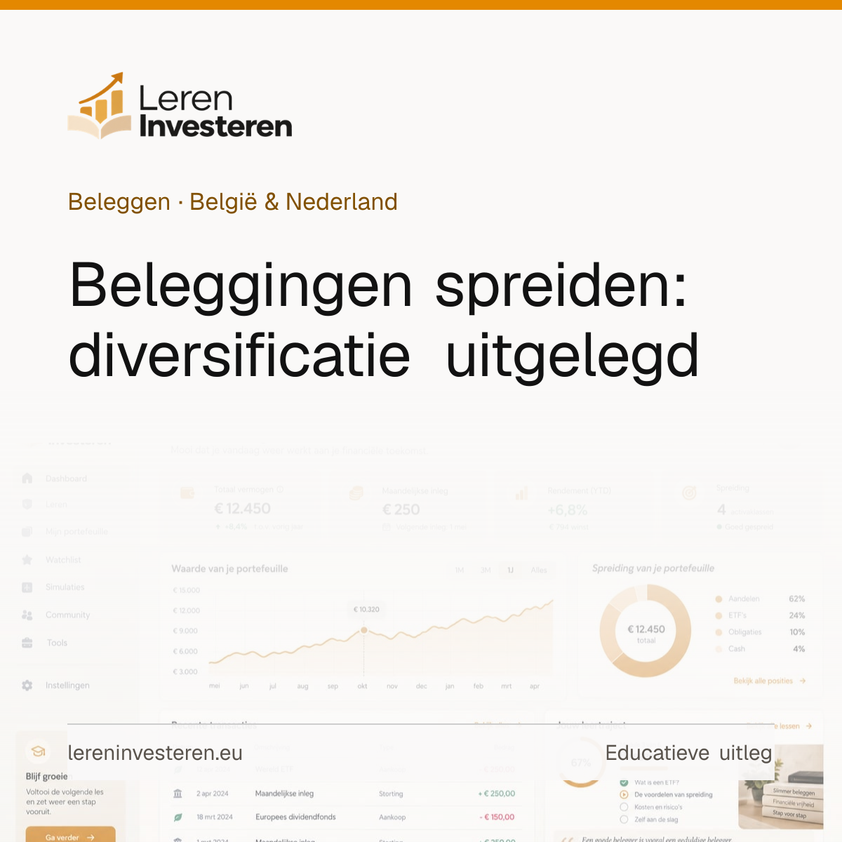 Beleggingen spreiden: diversificatie en herbalanceren uitgelegd — educatieve illustratie voor beleggers in België en Nederland
