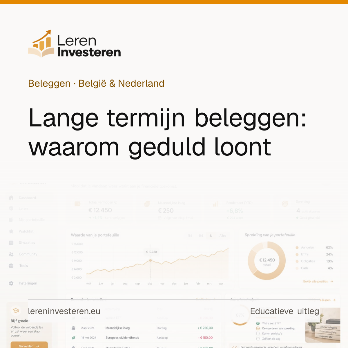 Lange termijn beleggen: waarom geduld het meeste oplevert — educatieve illustratie voor beleggers in België en Nederland