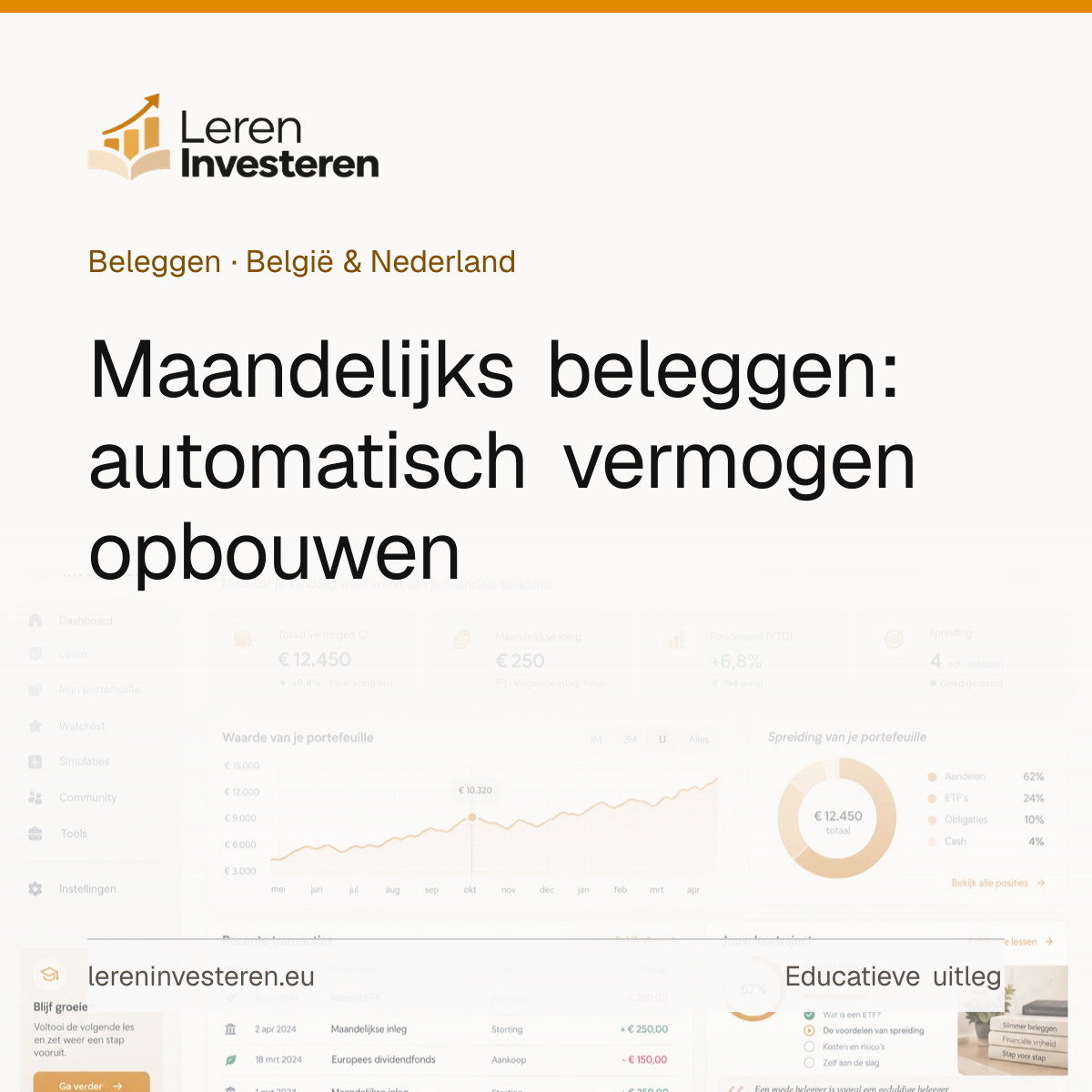 Maandelijks beleggen: automatisch en periodiek vermogen opbouwen — educatieve illustratie voor beleggers in België en Nederland