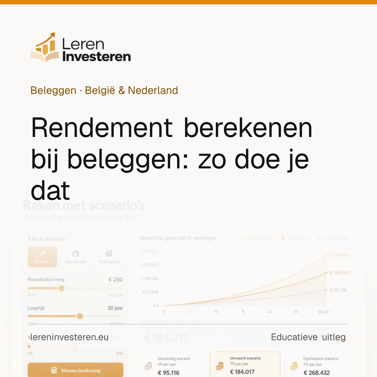 Rendement berekenen: wat is een gemiddeld rendement bij beleggen? — educatieve illustratie voor beleggers in België en Nederland
