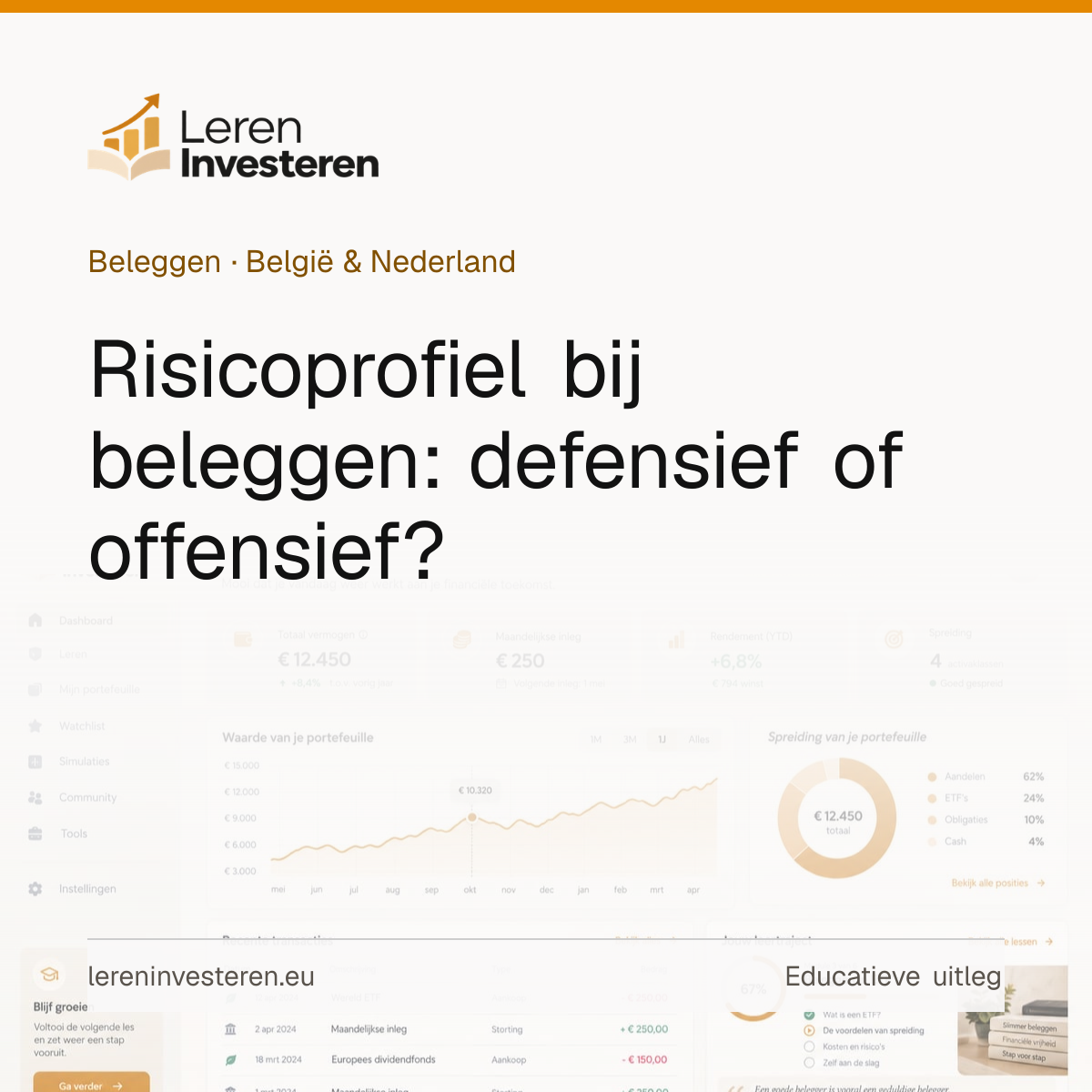 Risicoprofiel bij beleggen: defensief of offensief? — educatieve illustratie voor beleggers in België en Nederland