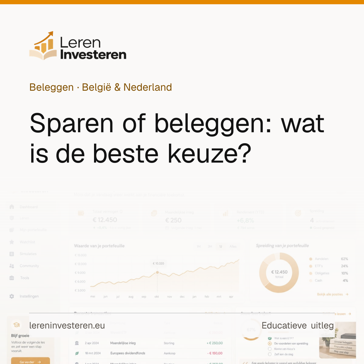 Sparen of beleggen: wat is de beste keuze? — educatieve illustratie voor beleggers in België en Nederland