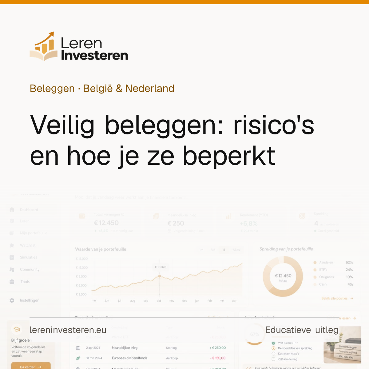 Veilig beleggen: welke risico's loop je en hoe beperk je ze? — educatieve illustratie voor beleggers in België en Nederland