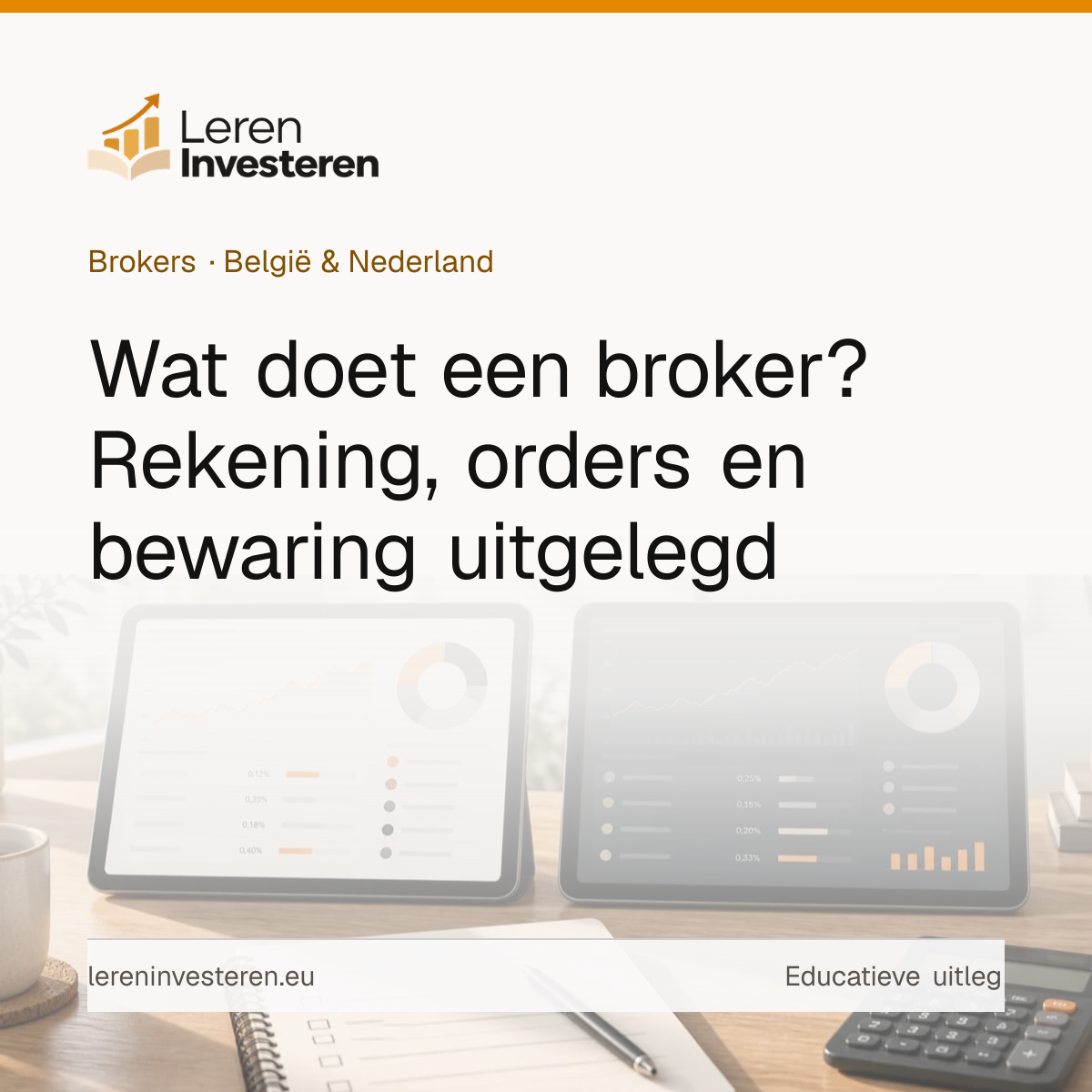 Wat is een broker en wat doet een broker — educatieve illustratie voor beleggers in België en Nederland