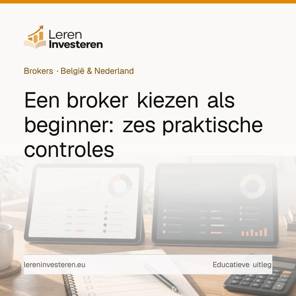 Broker kiezen voor beginners: waar let je op — educatieve illustratie voor beleggers in België en Nederland