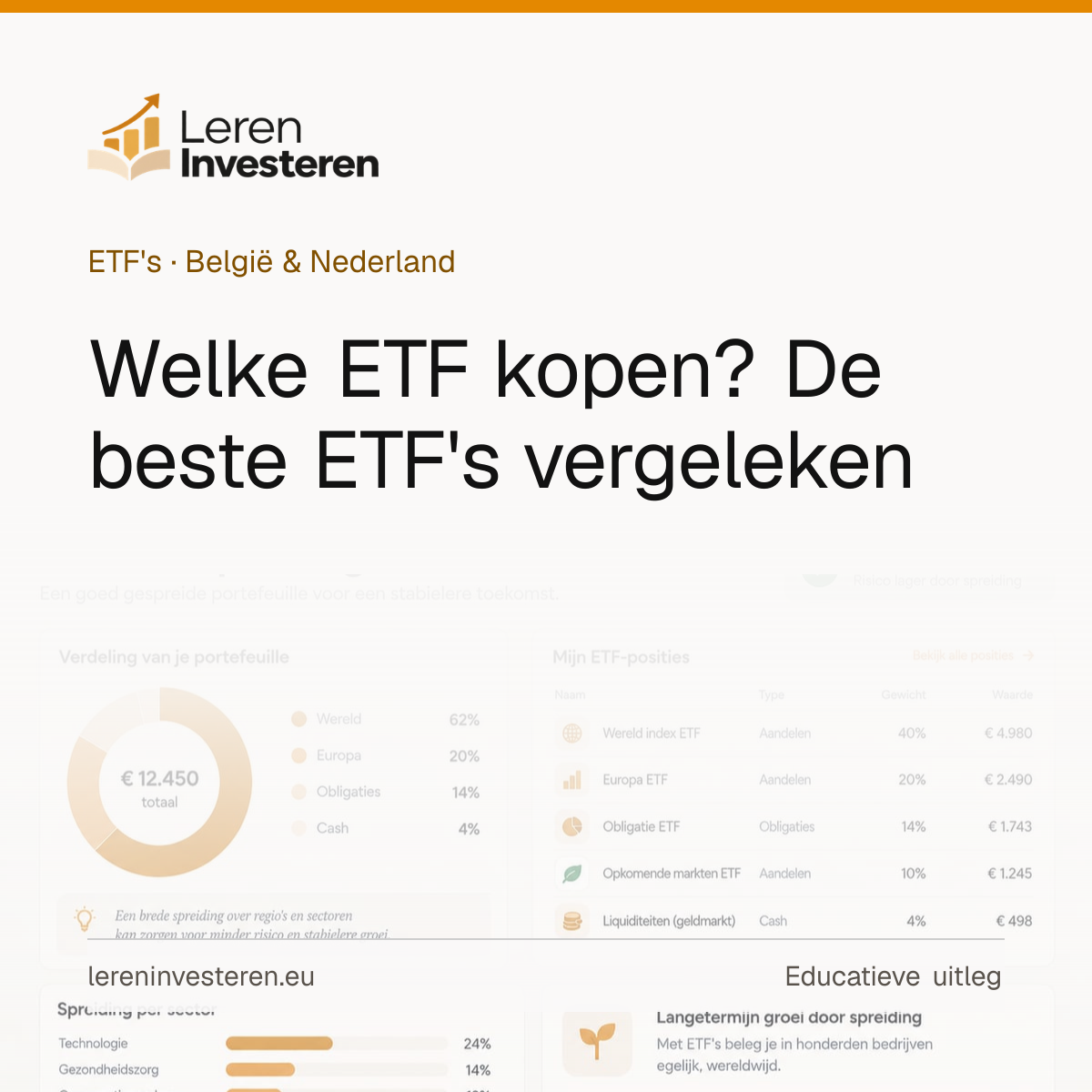 Welke ETF kopen? De beste ETF's vergeleken — educatieve illustratie voor beleggers in België en Nederland