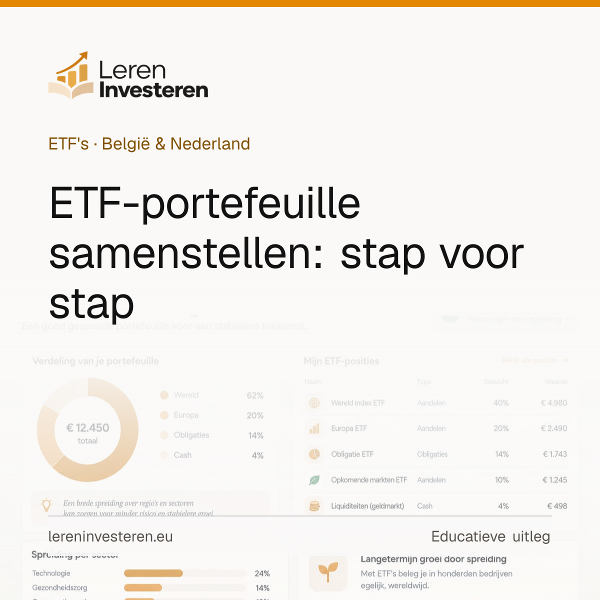 ETF-portefeuille samenstellen: stap voor stap — educatieve illustratie voor beleggers in België en Nederland