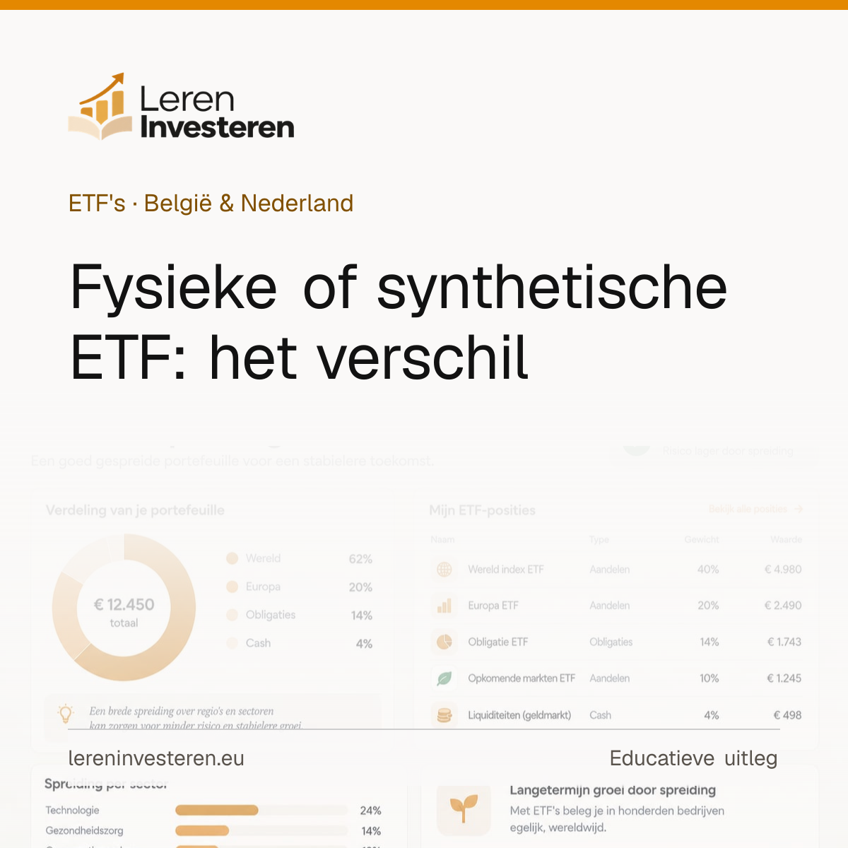Fysieke of synthetische ETF: wat is het verschil? — educatieve illustratie voor beleggers in België en Nederland