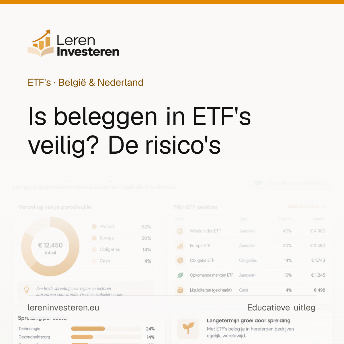 Is beleggen in ETF's veilig? De risico's op een rij — educatieve illustratie voor beleggers in België en Nederland