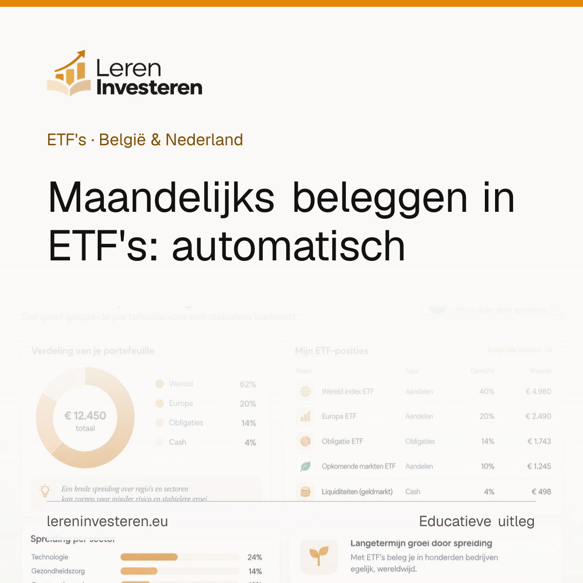 Maandelijks beleggen in ETF's: automatisch vermogen opbouwen — educatieve illustratie voor beleggers in België en Nederland