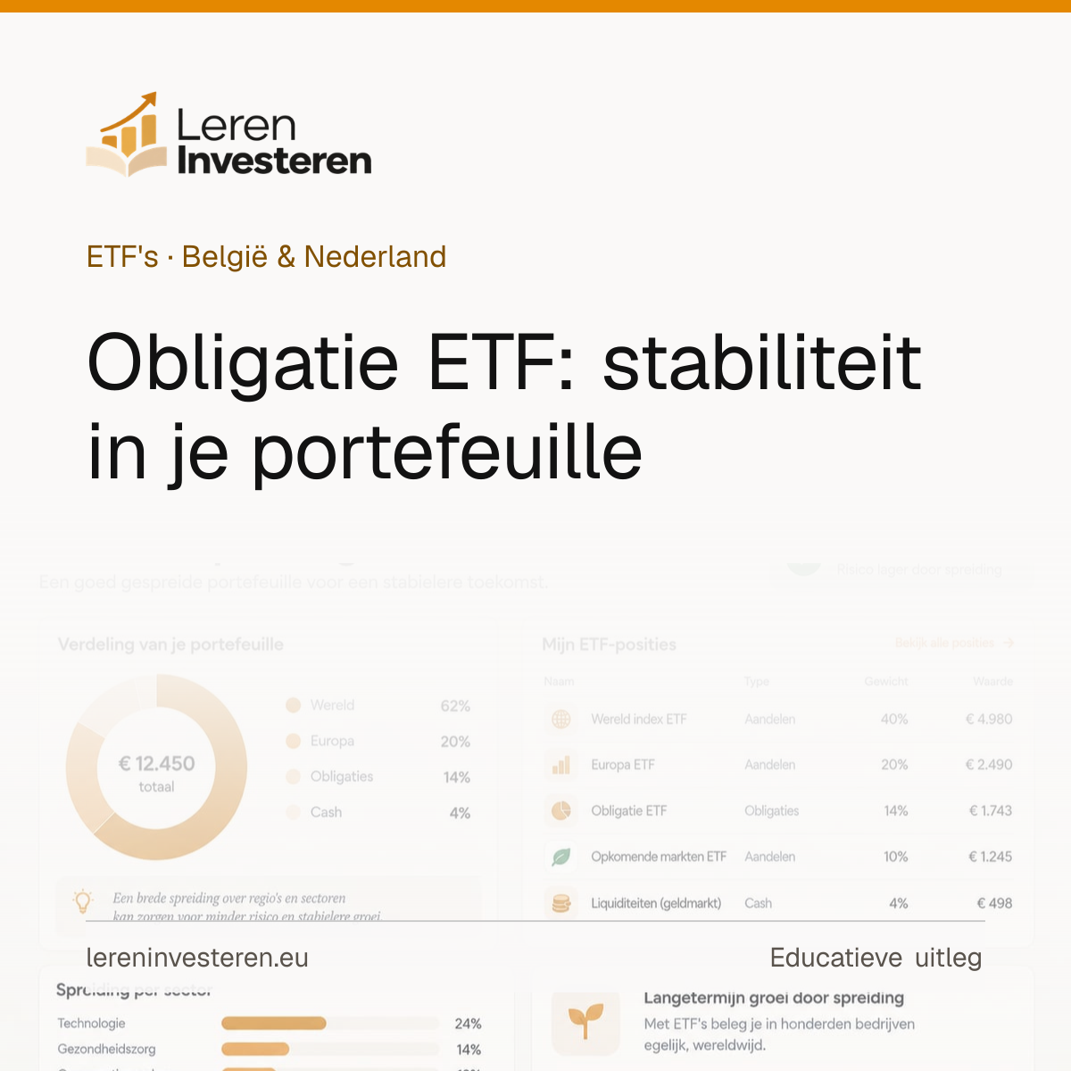 Obligatie ETF: stabiliteit in je beleggingsportefeuille — educatieve illustratie voor beleggers in België en Nederland