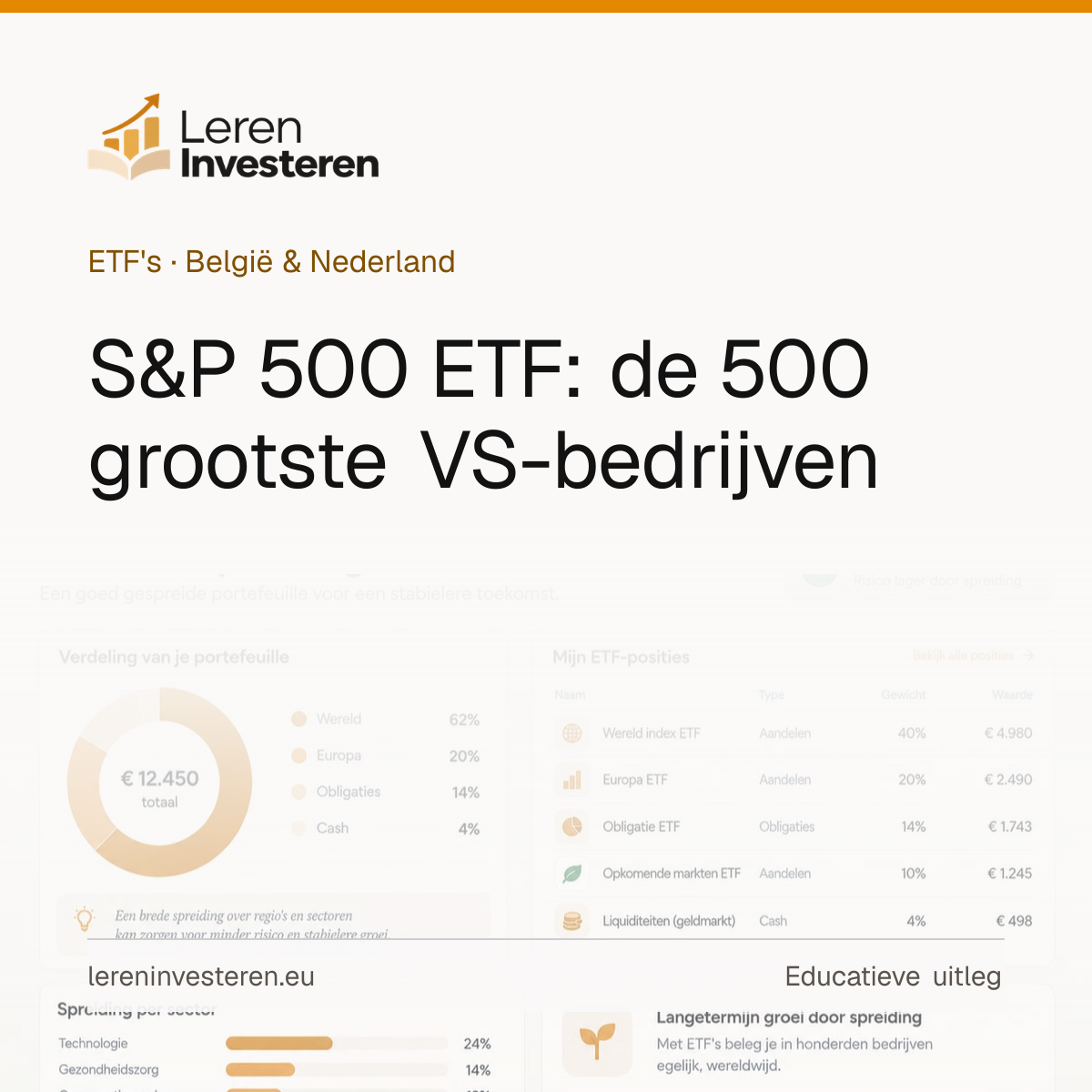 S&P 500 ETF: beleggen in de 500 grootste Amerikaanse bedrijven — educatieve illustratie voor beleggers in België en Nederland