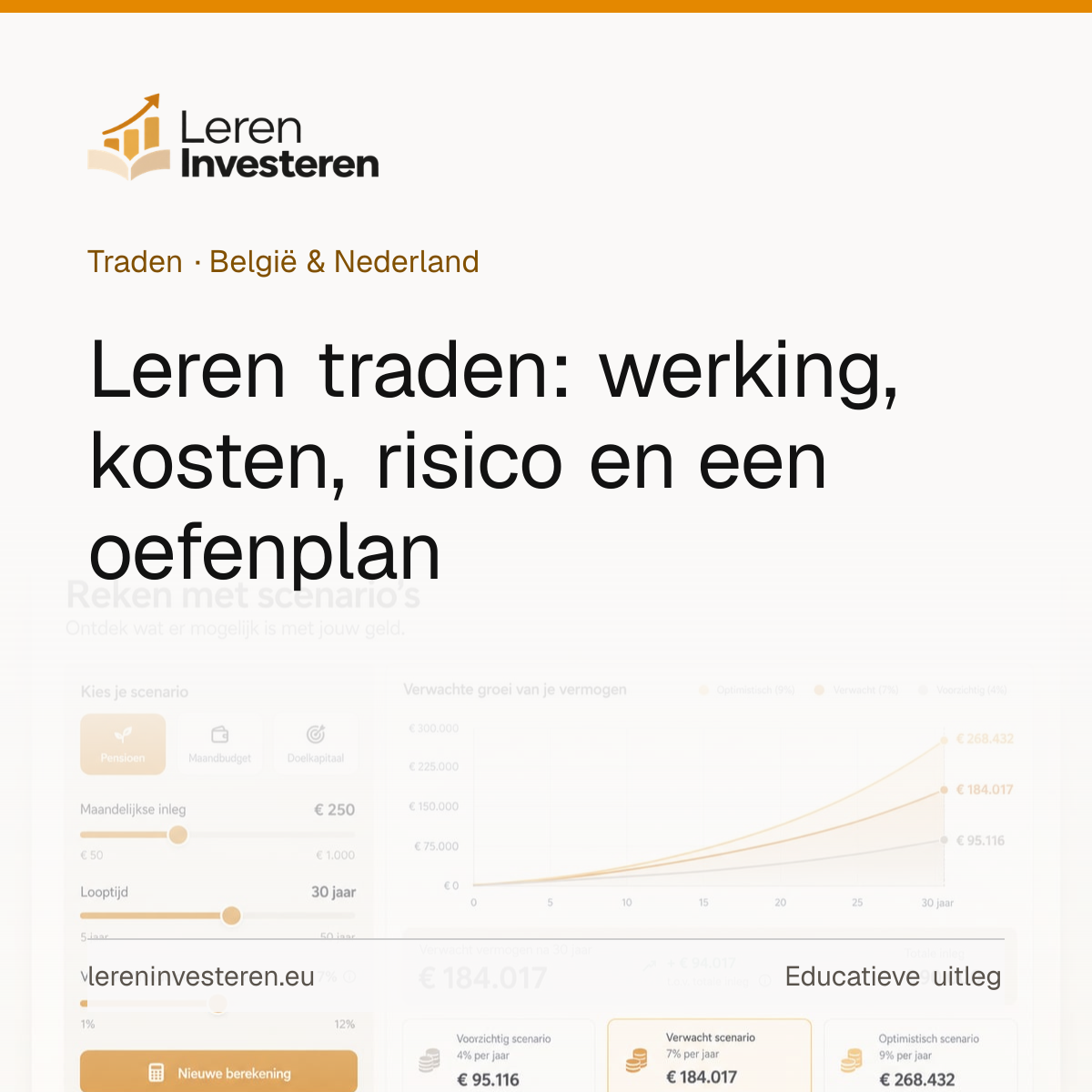 Leren traden: begrijp eerst de uitvoering en het risico — educatieve illustratie voor beleggers in België en Nederland