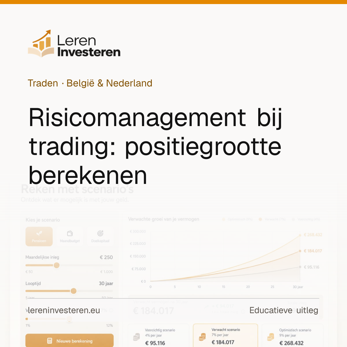 Risicomanagement bij trading: van budget naar positiegrootte — educatieve illustratie voor beleggers in België en Nederland