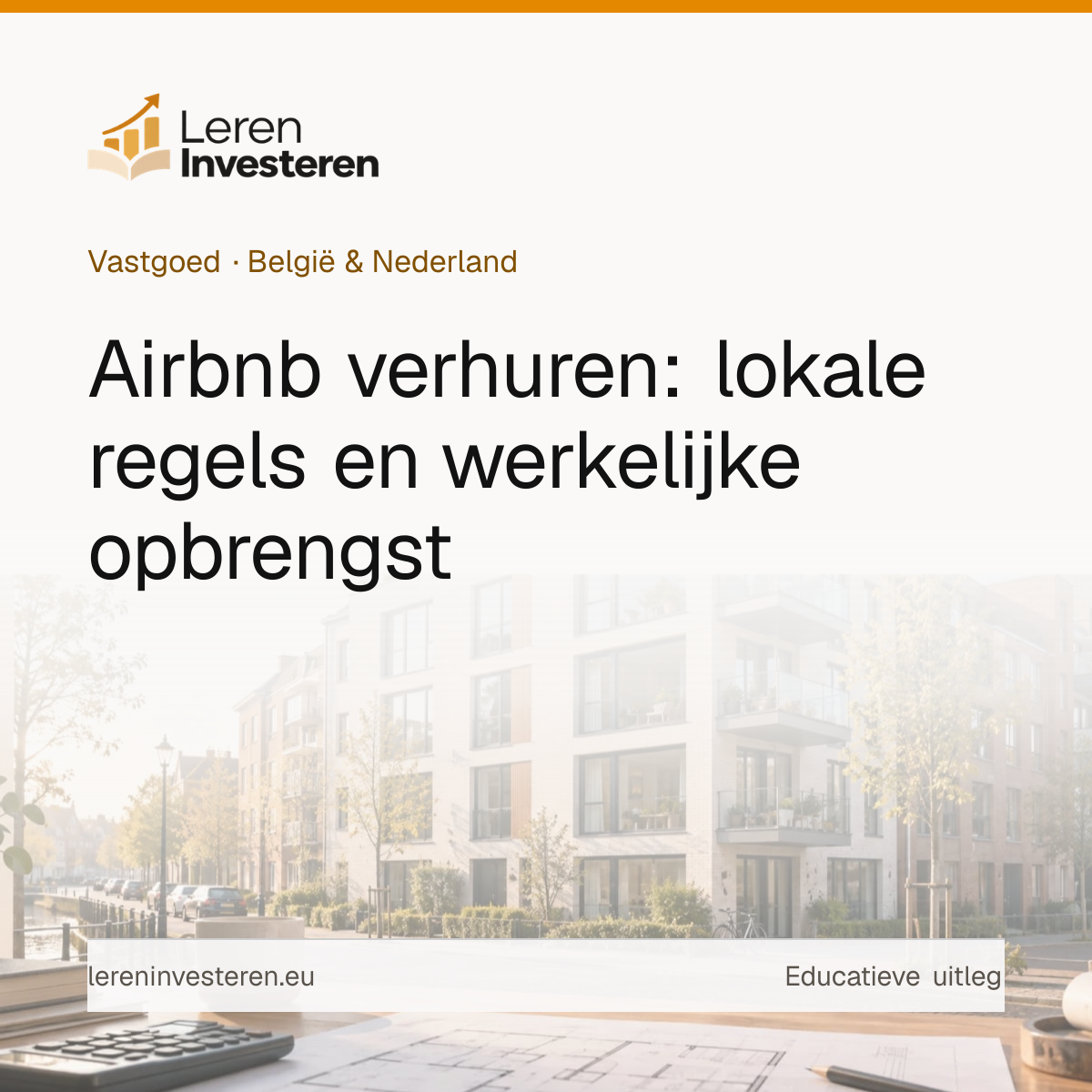 Verhuren via Airbnb — educatieve illustratie voor beleggers in België en Nederland