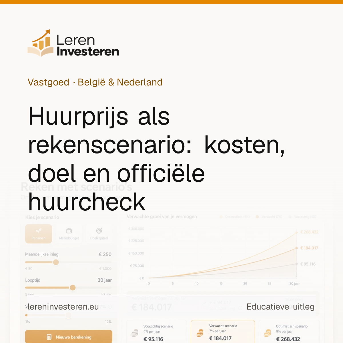 Huurprijs berekenen voor je woning — educatieve illustratie voor beleggers in België en Nederland