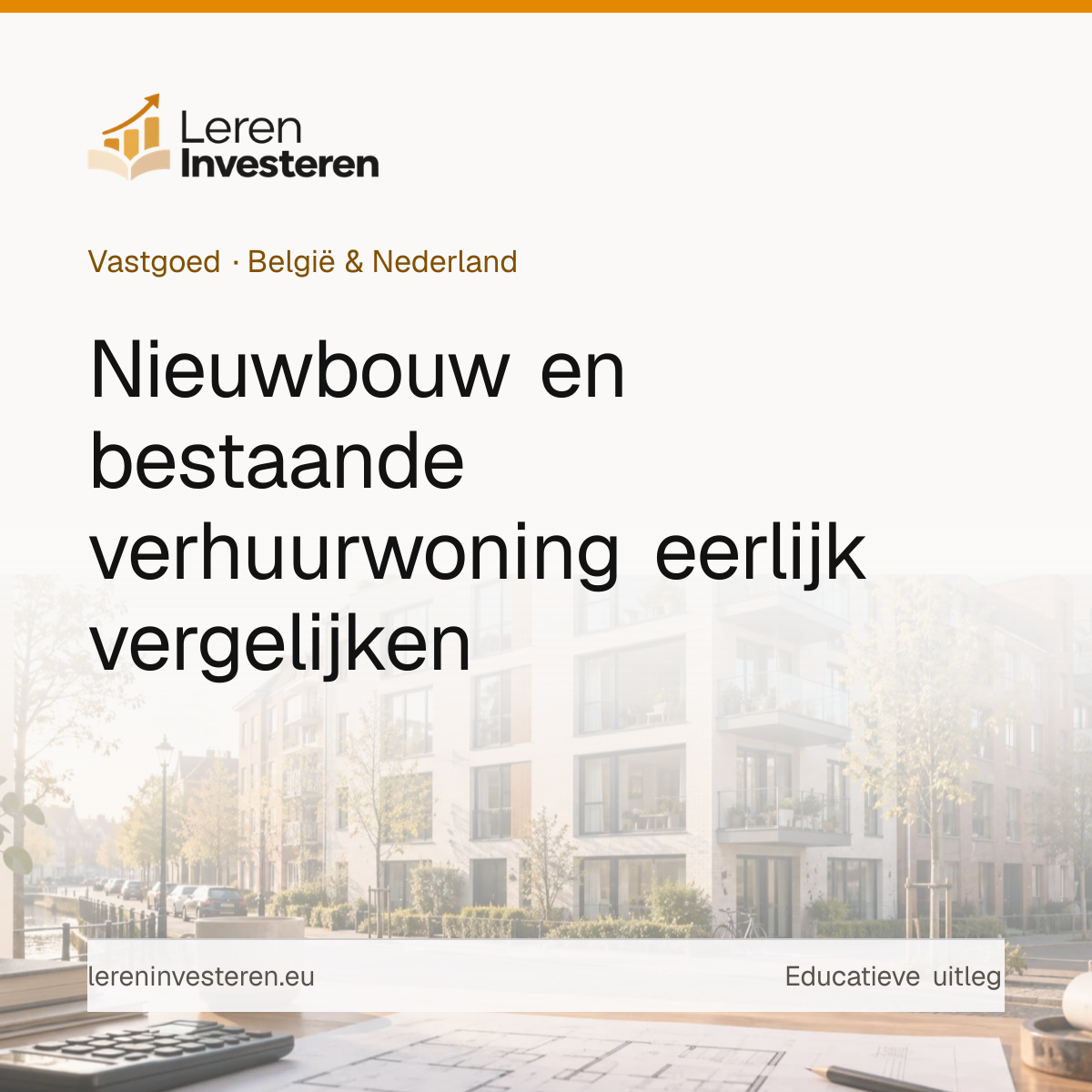 Nieuwbouw of bestaande woning als investering — educatieve illustratie voor beleggers in België en Nederland