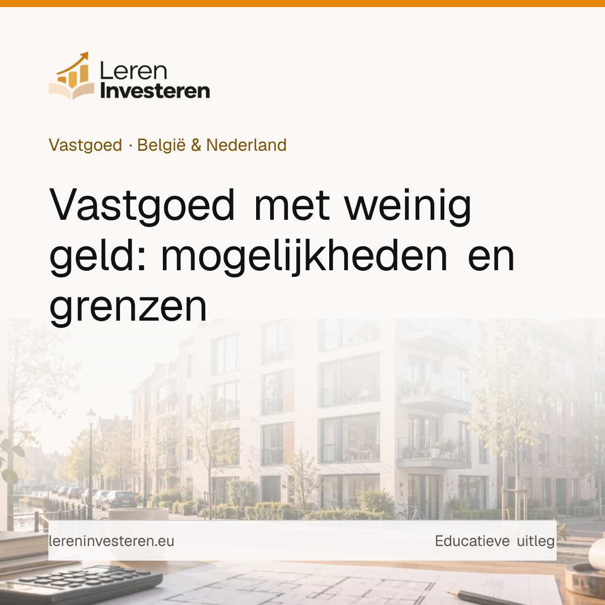 Investeren in vastgoed met weinig geld — educatieve illustratie voor beleggers in België en Nederland